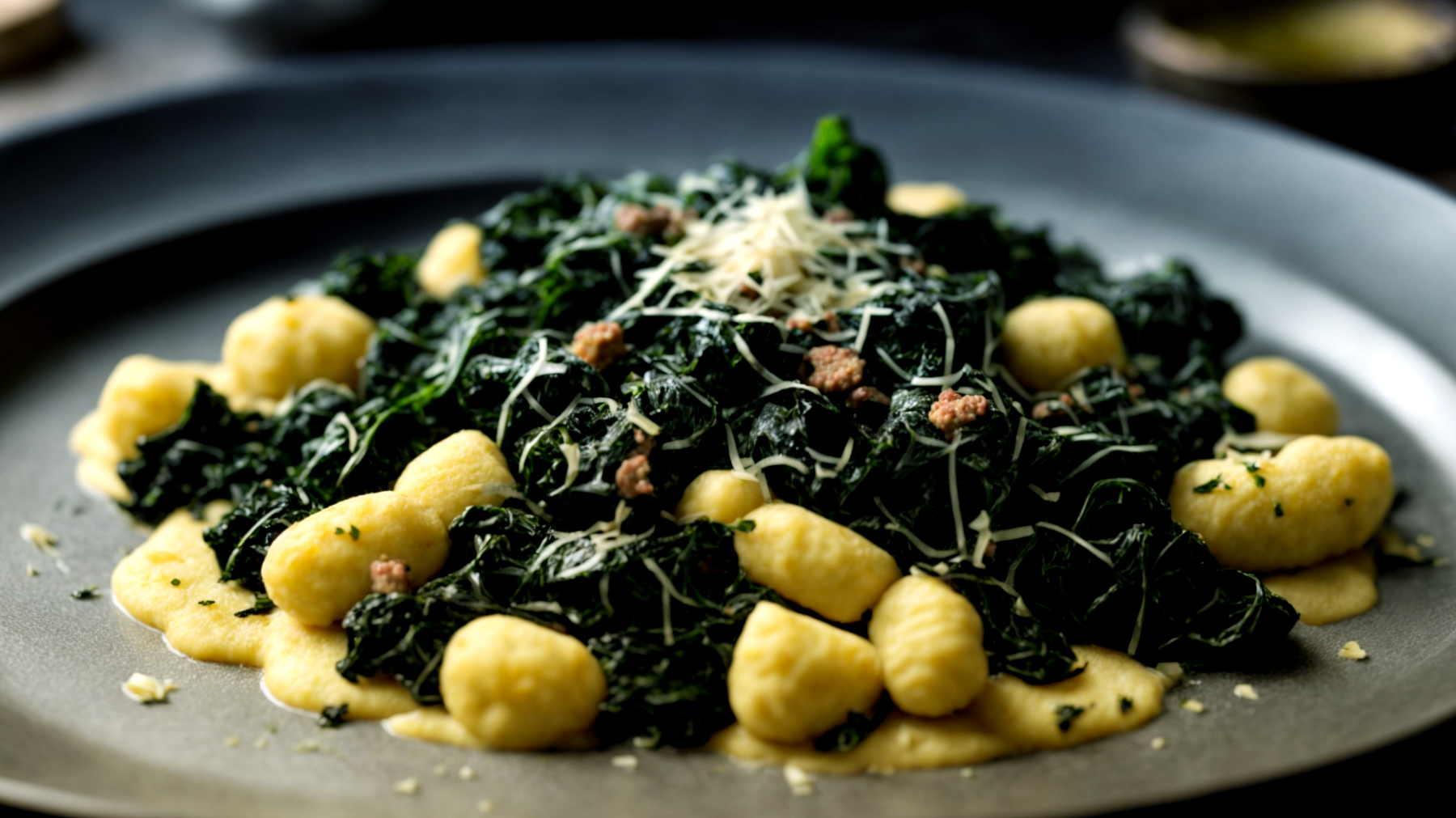 Gnocchi di polenta cavolo nero salsiccia"