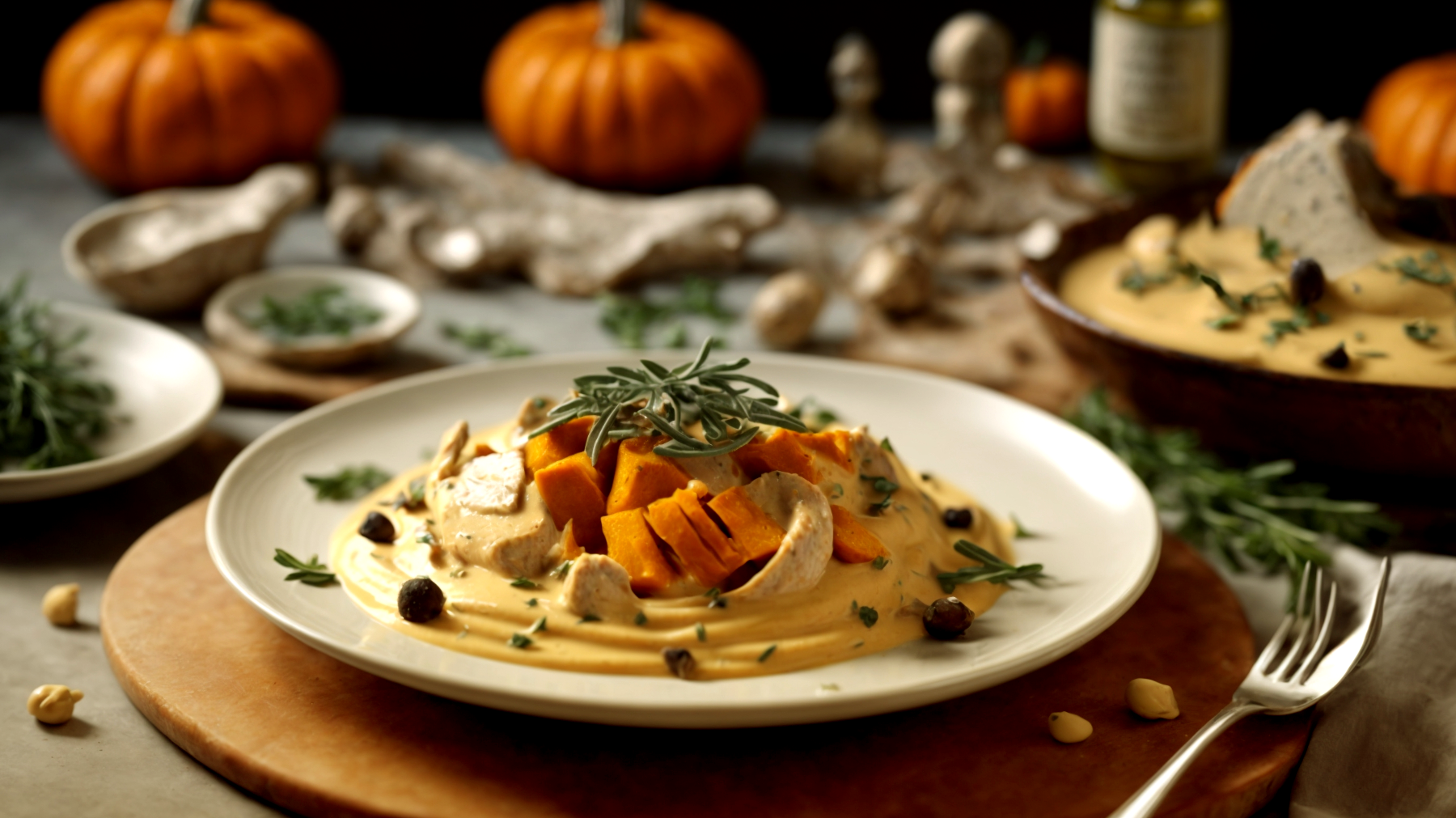 Pollo crema di zucca tartufo"