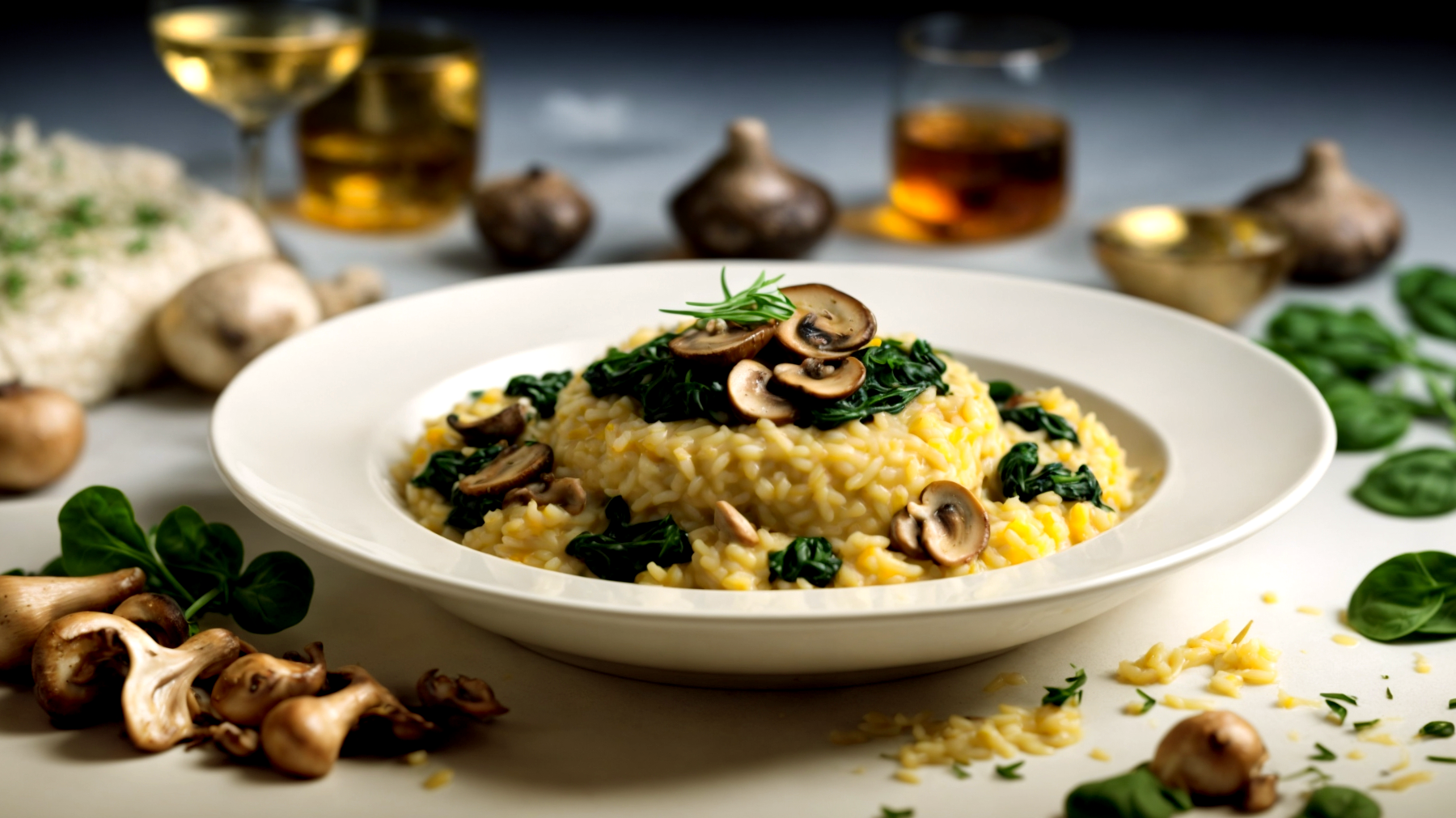 Risotto funghi zafferano piatto chef."