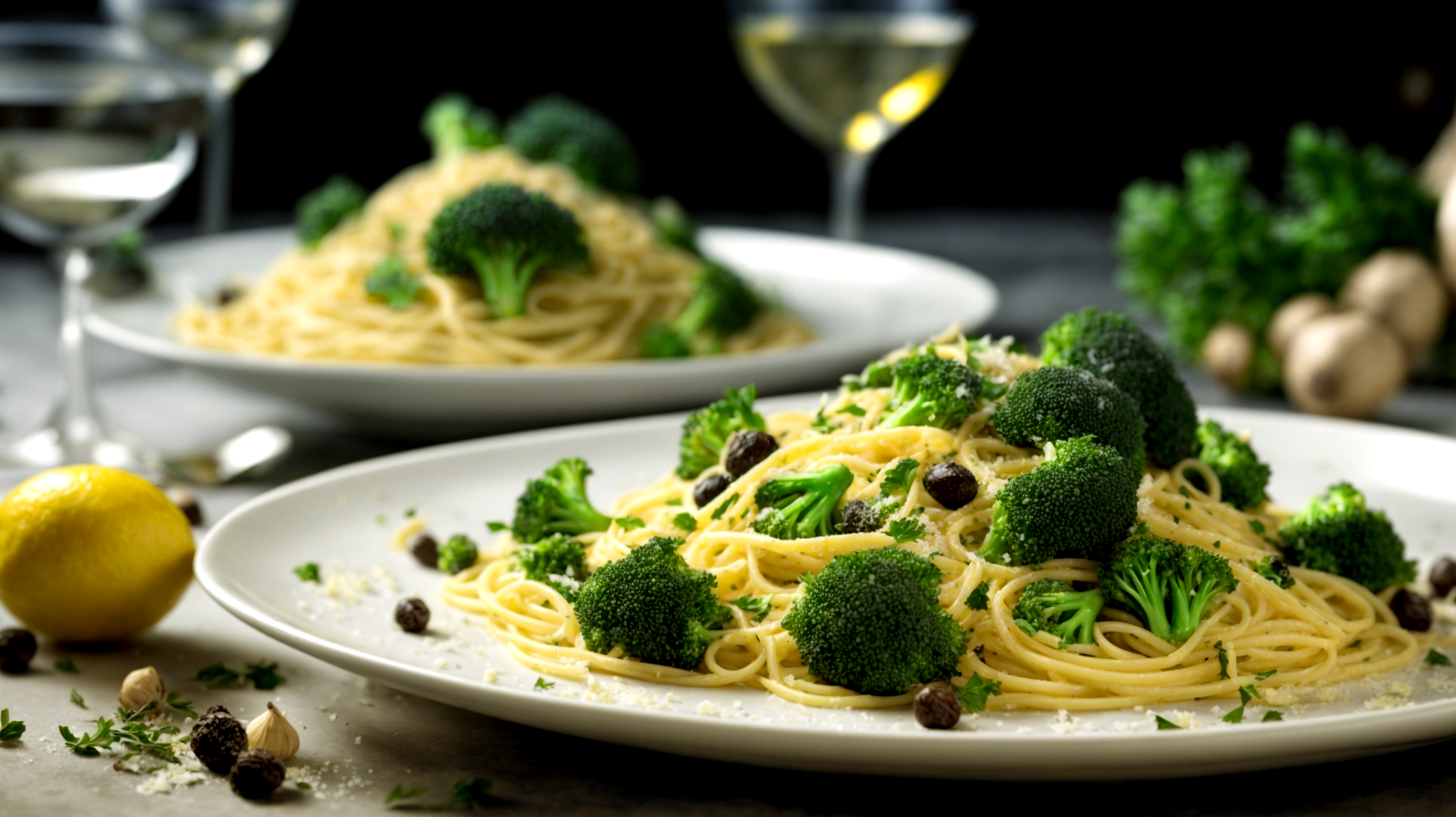 Spaghetti al limone broccoli tartufo"