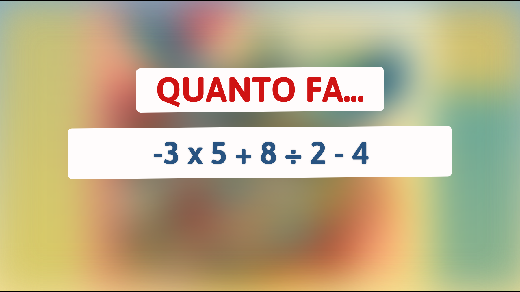 \"Solo l'1% sa risolvere questo enigma matematico! Scopri se sei tra i pochi geni che possono farlo!\""