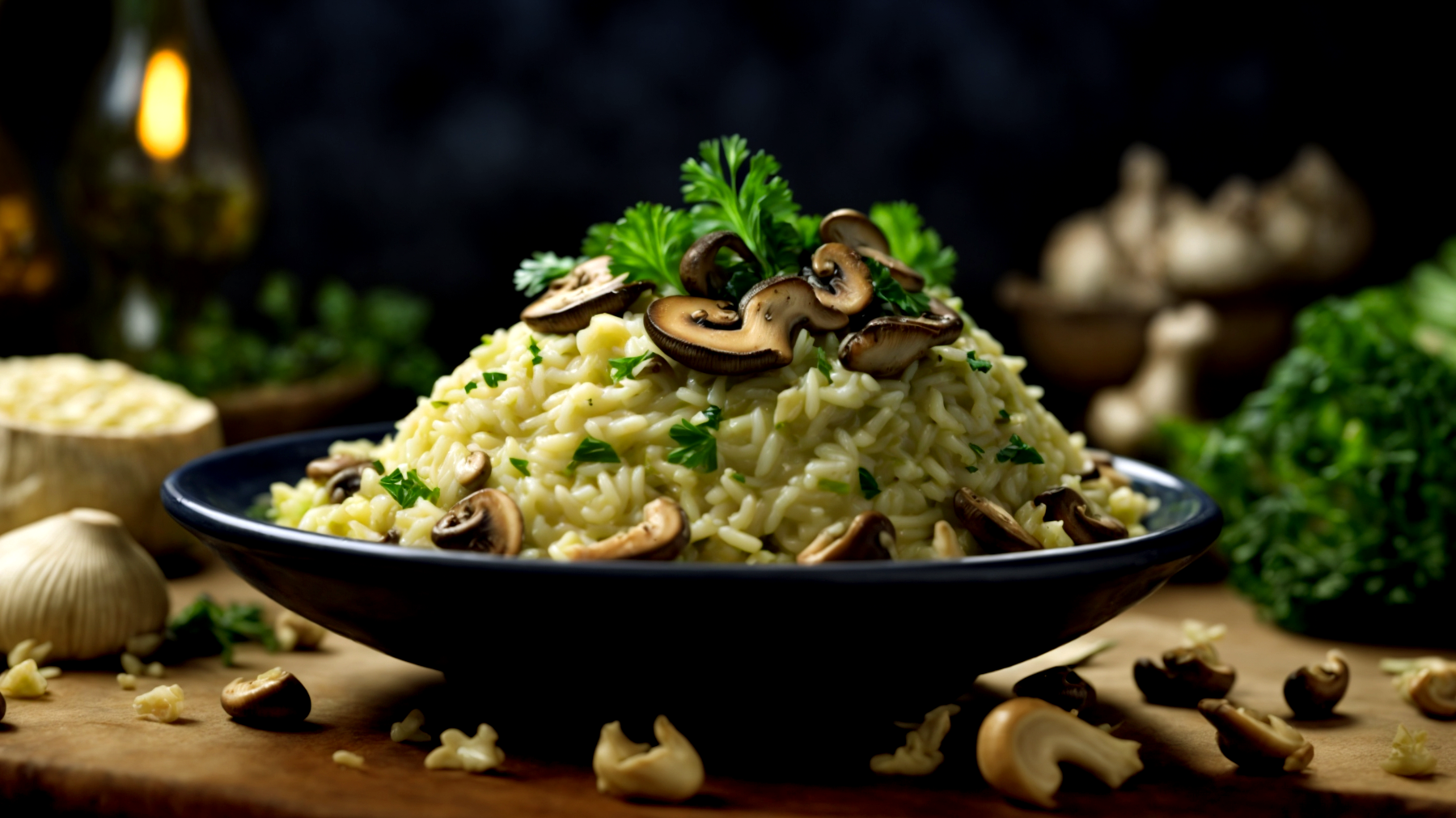 Risotto Carnaroli funghi cavolo cappuccio"