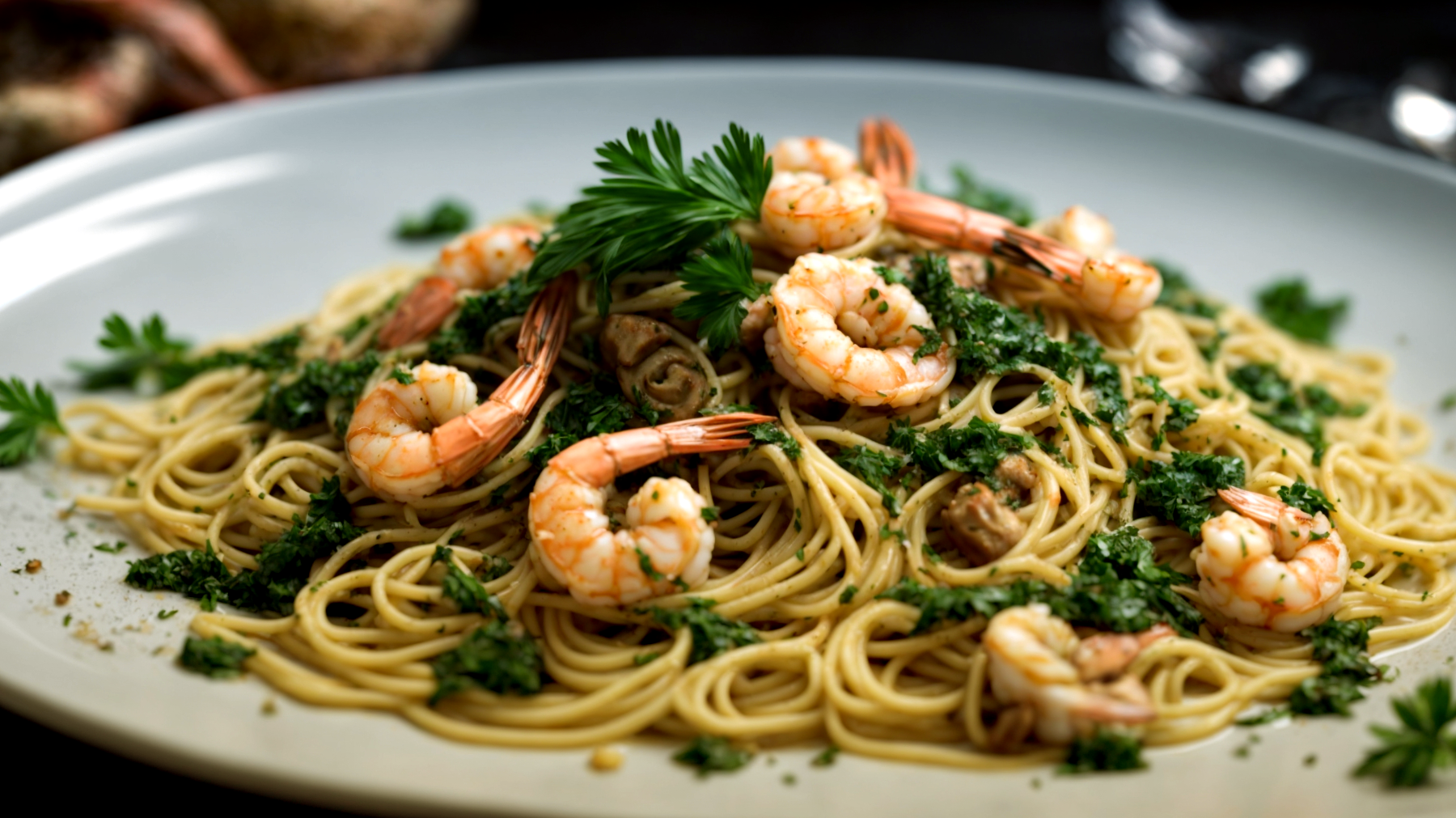 Spaghetti gamberi funghi porcini"