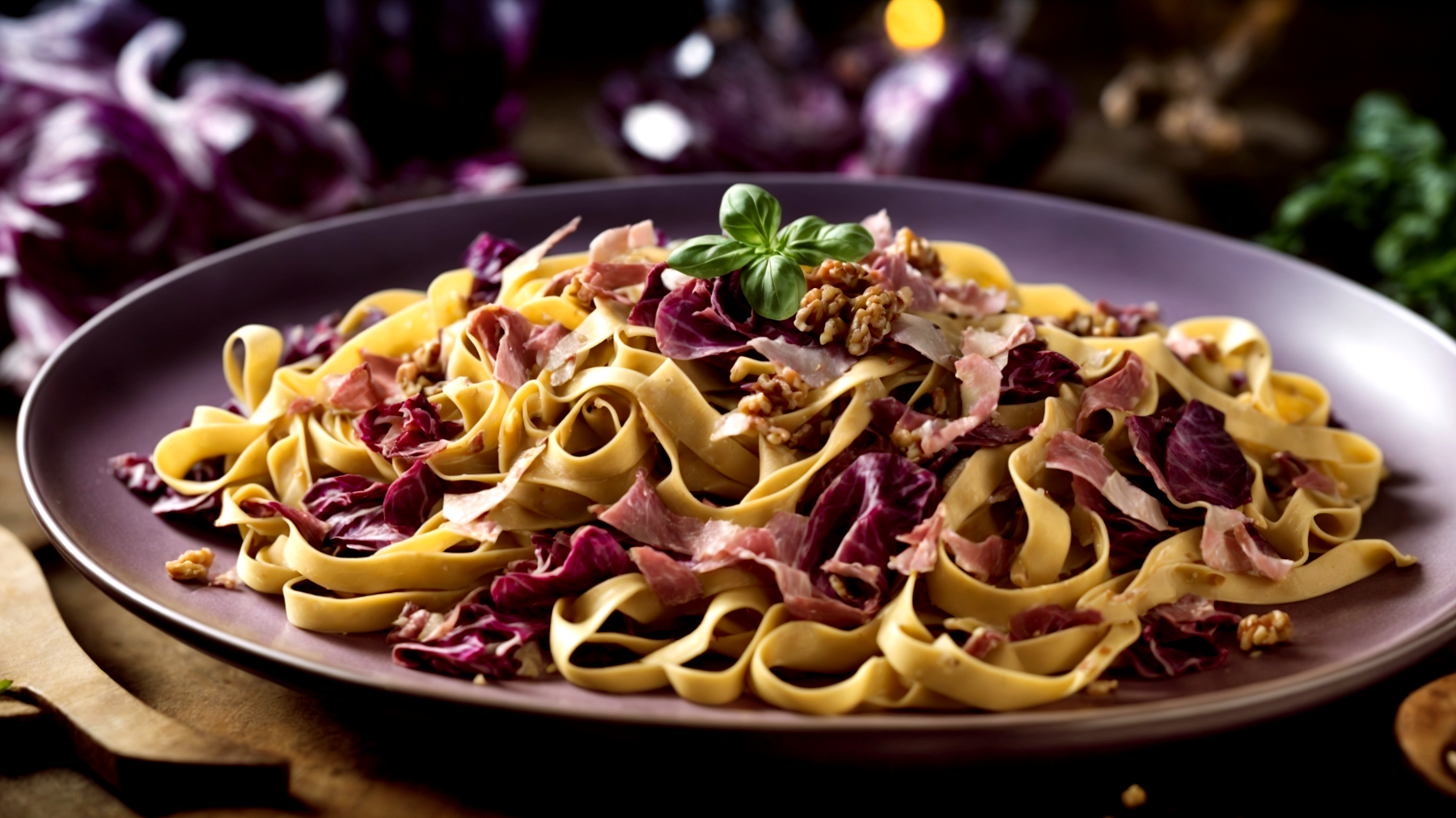 tagliatelle radicchio prosciutto crudo"