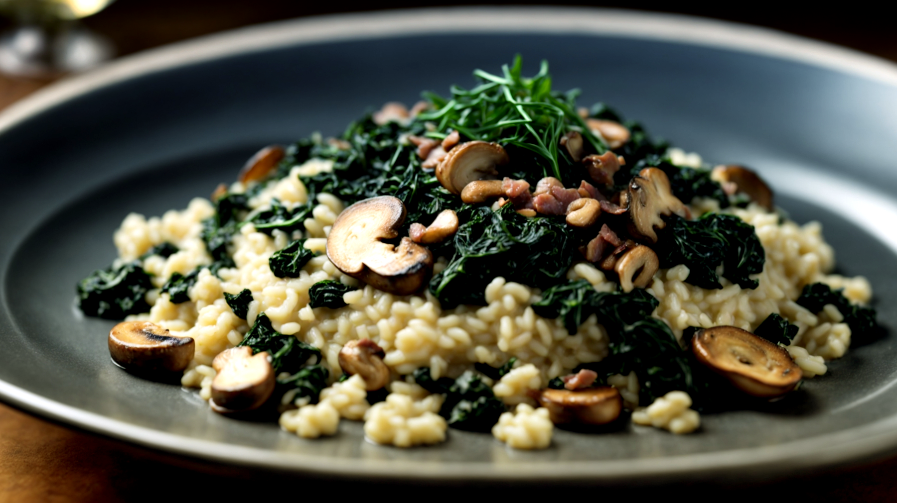 Risotto funghi cavolo nero"