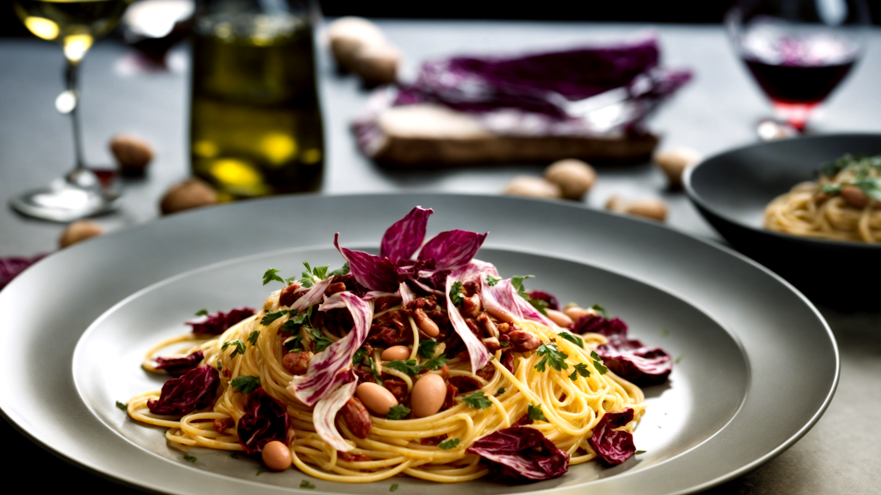 Spaghettini borlotti radicchio"